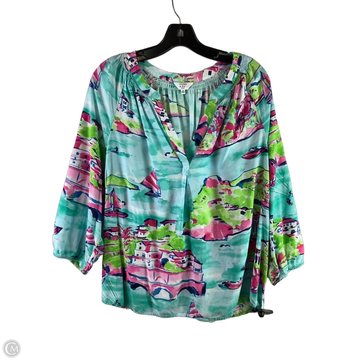 Top Long Sleeve By Crown And Ivy In Blue, Size: 1x