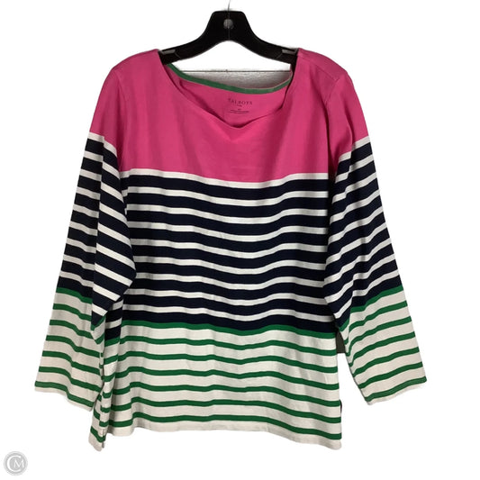 Top Long Sleeve By Talbots In Striped Pattern, Size: 3x