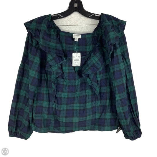 Top Long Sleeve By J. Crew In Plaid Pattern, Size: S