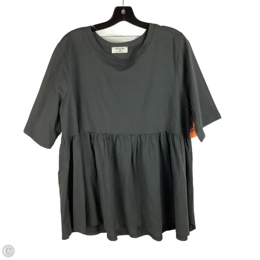 Top Short Sleeve By Zenana In Grey, Size: 2x