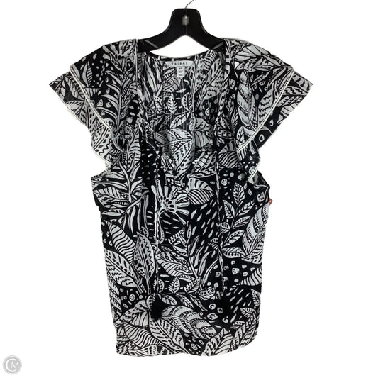 Top Short Sleeve By Tribal In Black & White, Size: M