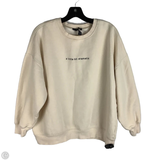 Sweatshirt Crewneck By Forever 21 In Cream, Size: M
