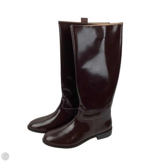 Boots Knee Heels By Cmc In Maroon, Size: 41