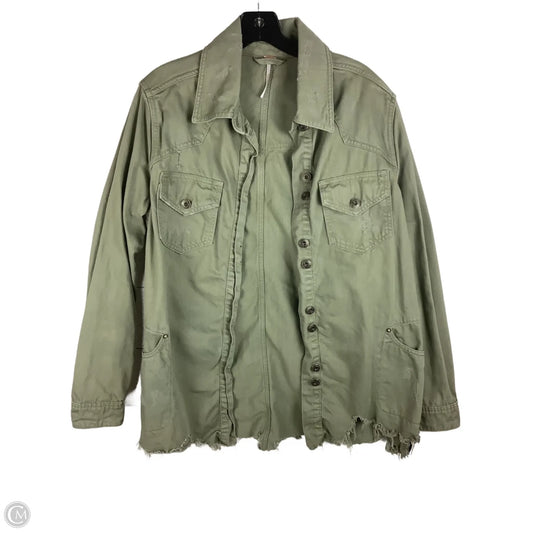 Jacket Denim By Free People In Green Denim, Size: S