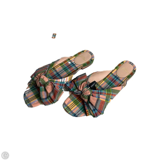 Sandals Flats By J. Crew In Plaid Pattern, Size: 7.5