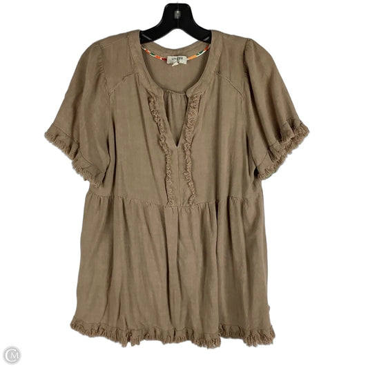 Top Short Sleeve By Umgee In Brown, Size: M