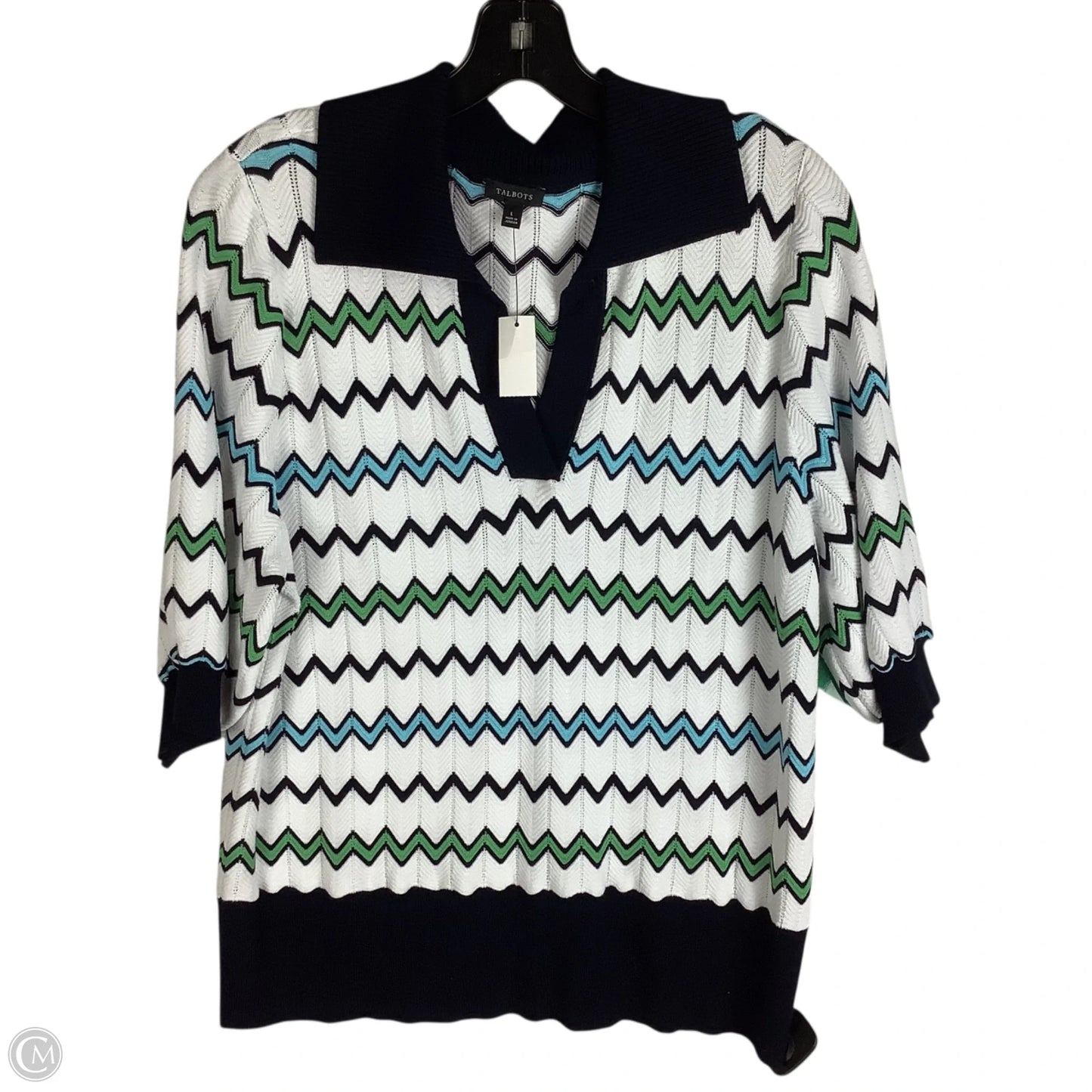 Top Short Sleeve By Talbots In Striped Pattern, Size: L