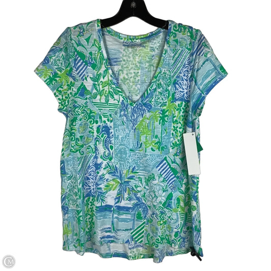Top Short Sleeve Designer By Lilly Pulitzer In Green, Size: M