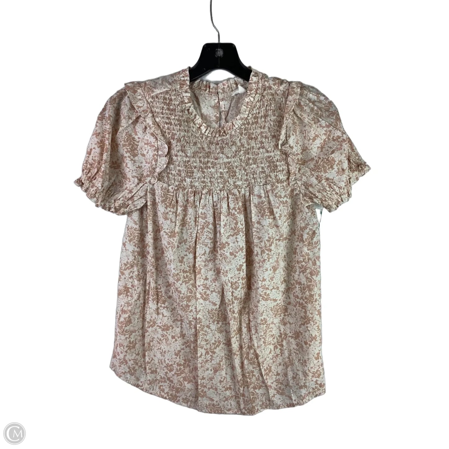 Top Short Sleeve By Blu Pepper In Brown, Size: M