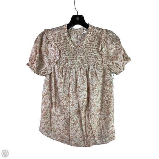 Top Short Sleeve By Blu Pepper In Brown, Size: M