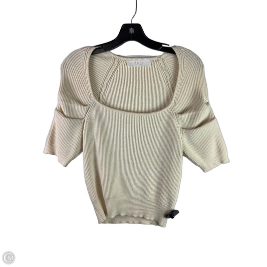 Top Short Sleeve By Astr The Label In Cream, Size: L