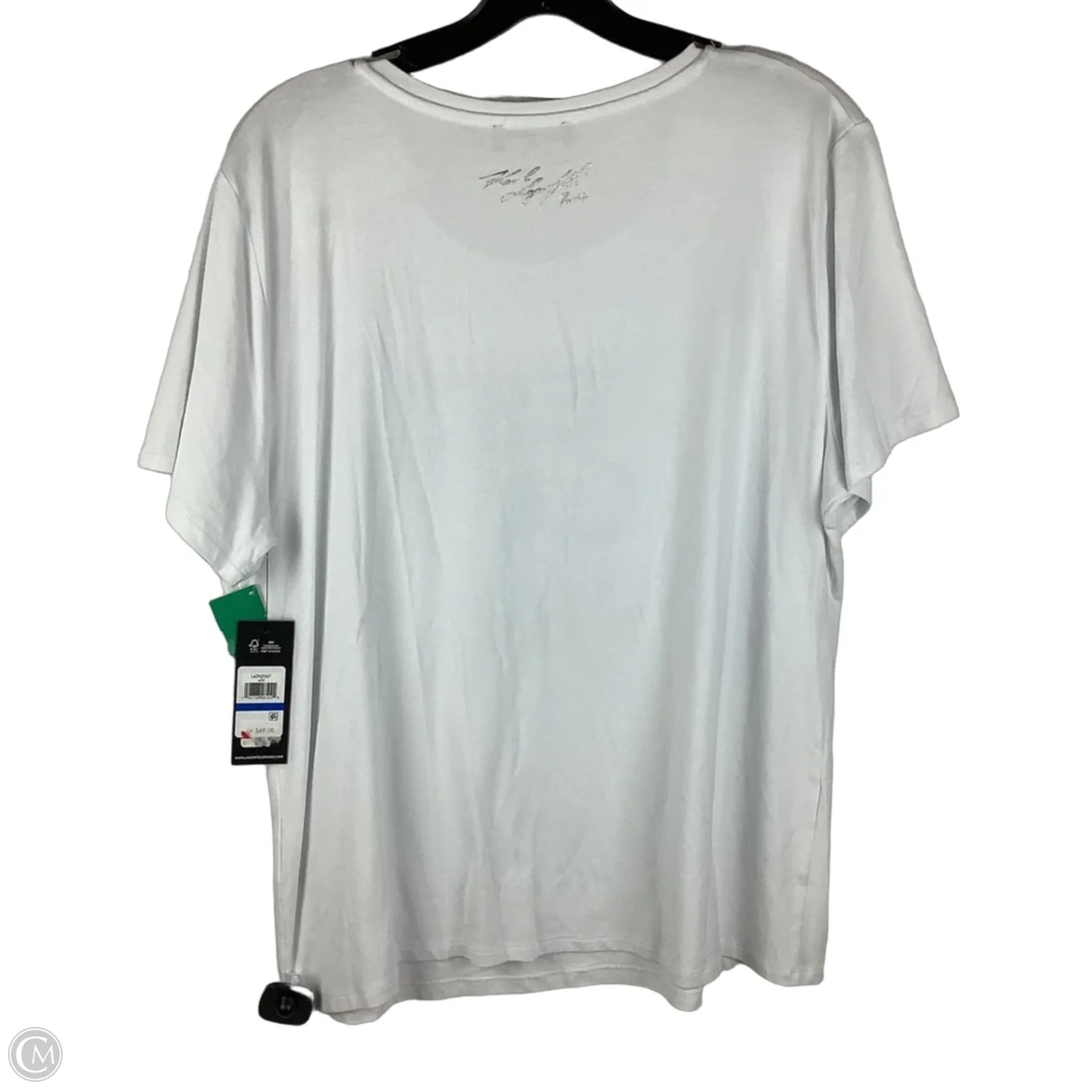 Top Short Sleeve Designer By Karl Lagerfeld In White, Size: Xl