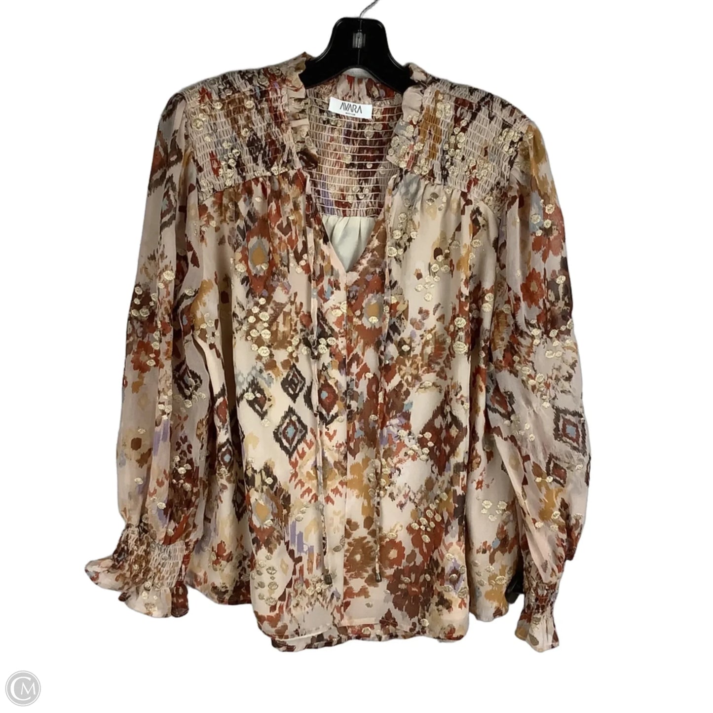Top Long Sleeve By Cmc In Brown, Size: M