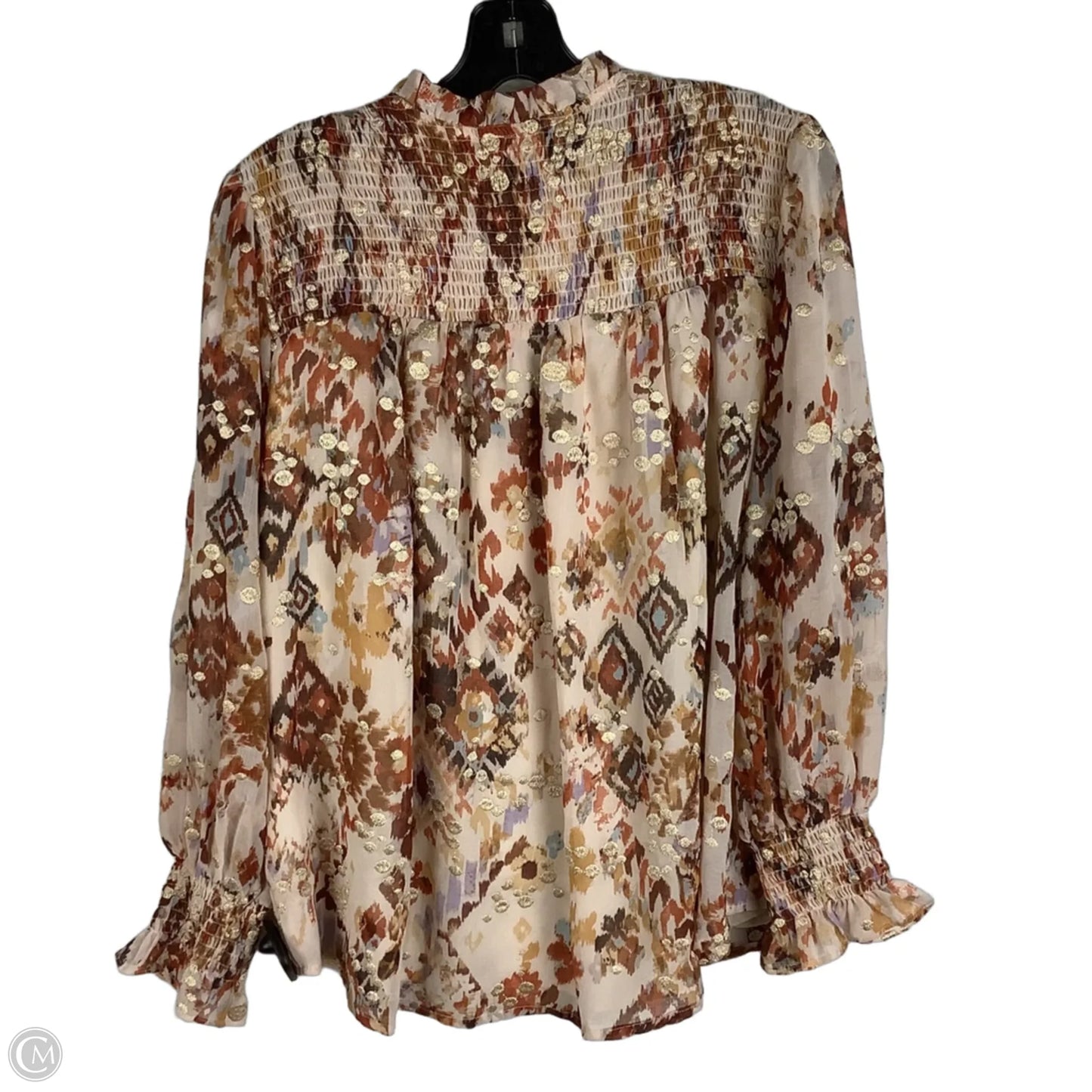 Top Long Sleeve By Cmc In Brown, Size: M