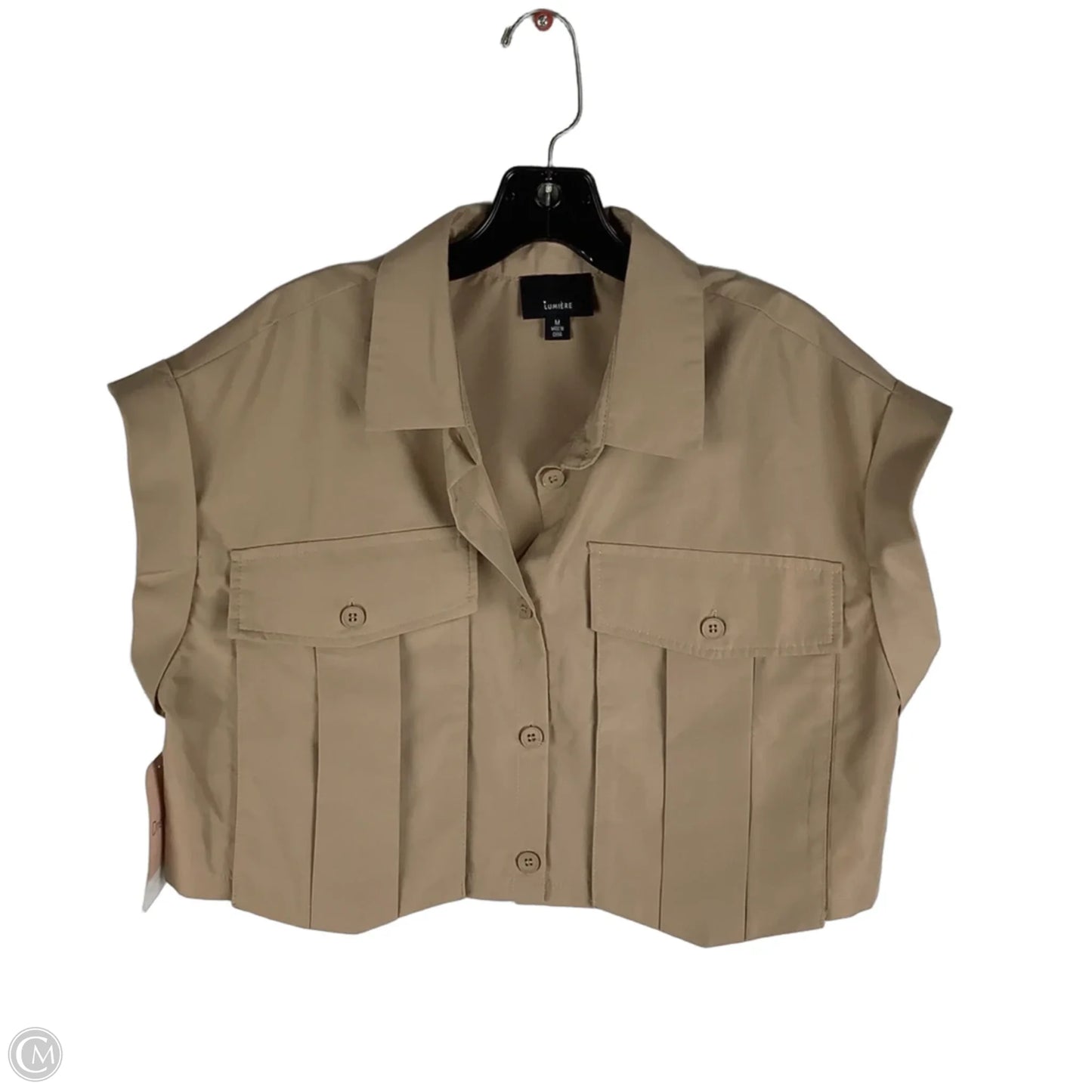 Top Short Sleeve By Lumiere In Tan, Size: M