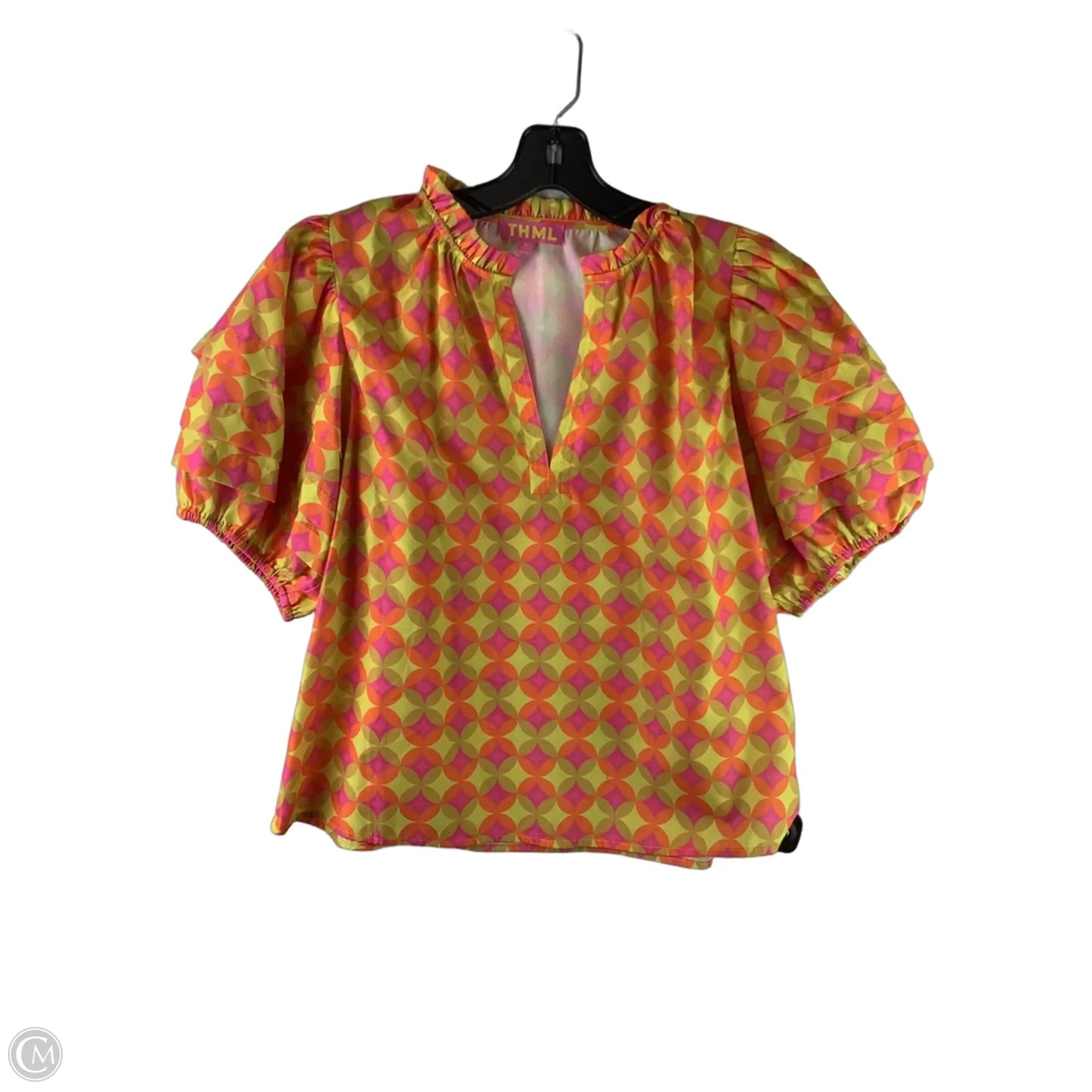 Top Short Sleeve By Thml In Pink & Yellow, Size: M
