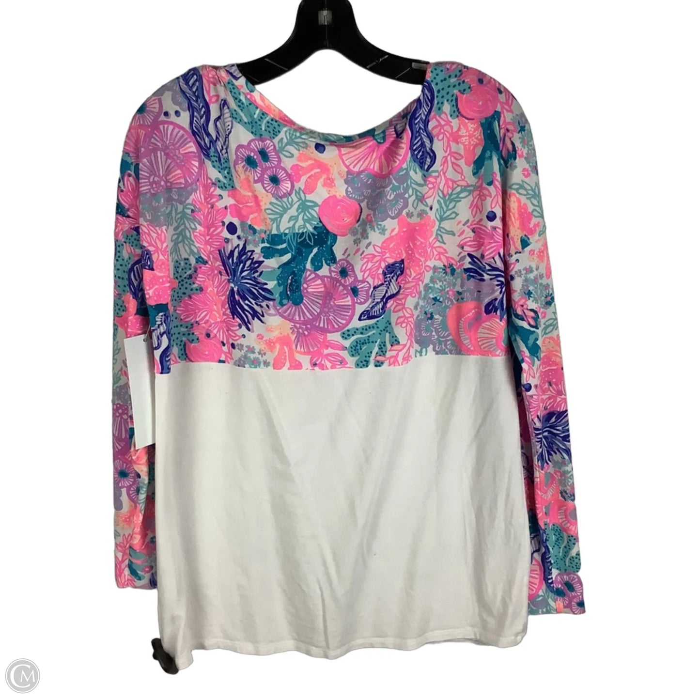 Top Long Sleeve Designer By Lilly Pulitzer In Pink & White, Size: S