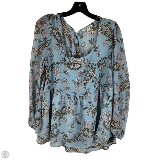 Top Long Sleeve By American Eagle In Blue, Size: L