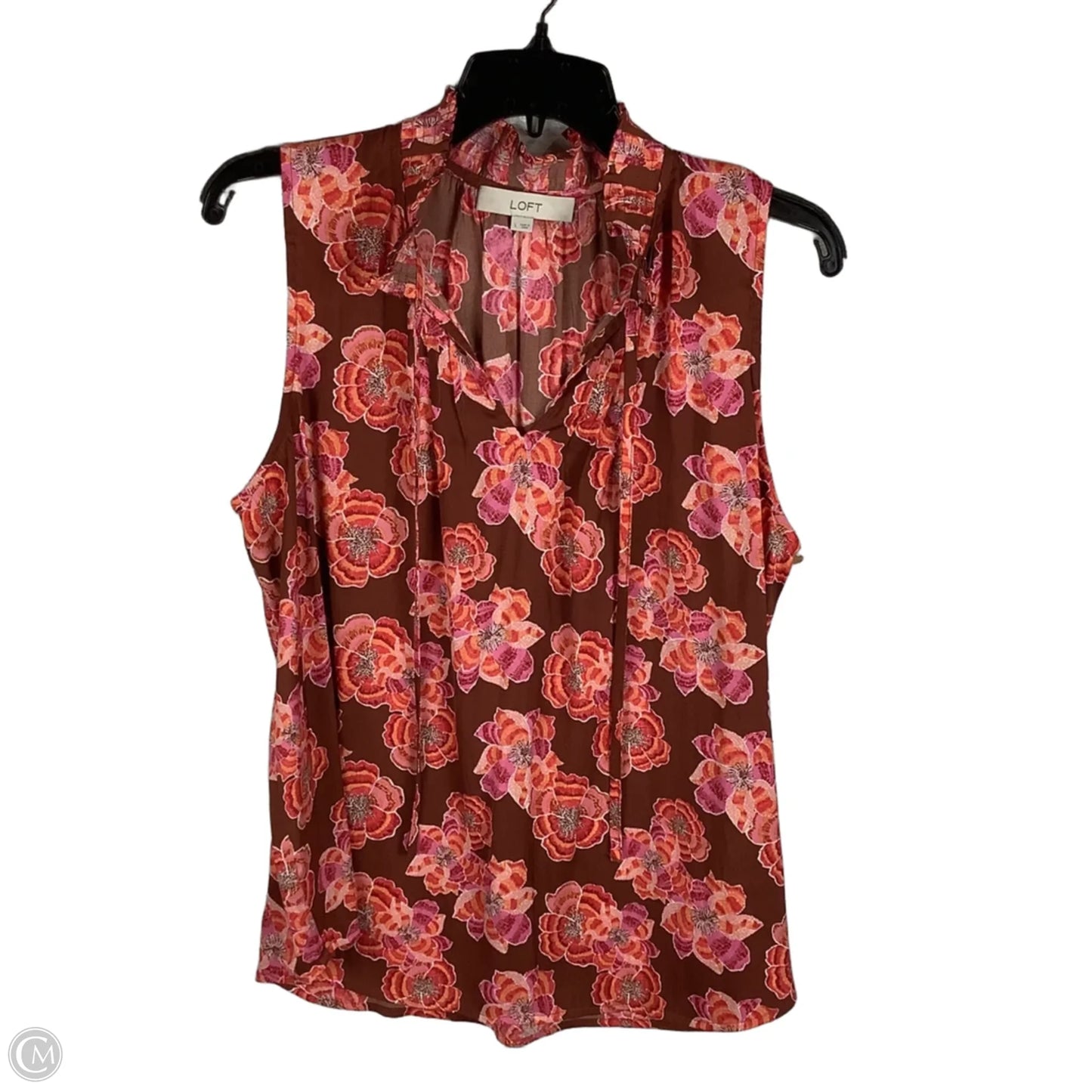 Top Sleeveless By Loft In Floral Print, Size: L