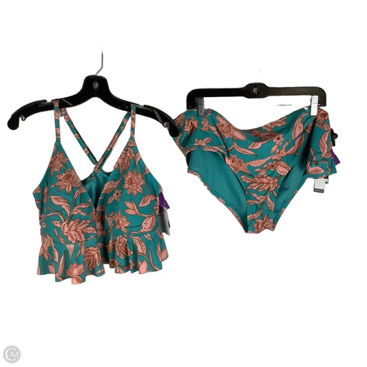 Swimsuit 2pc By Time And Tru In Blue & Pink, Size: 2x