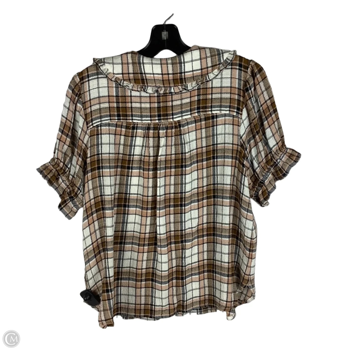 Top Short Sleeve By Pilcro In Plaid Pattern, Size: M