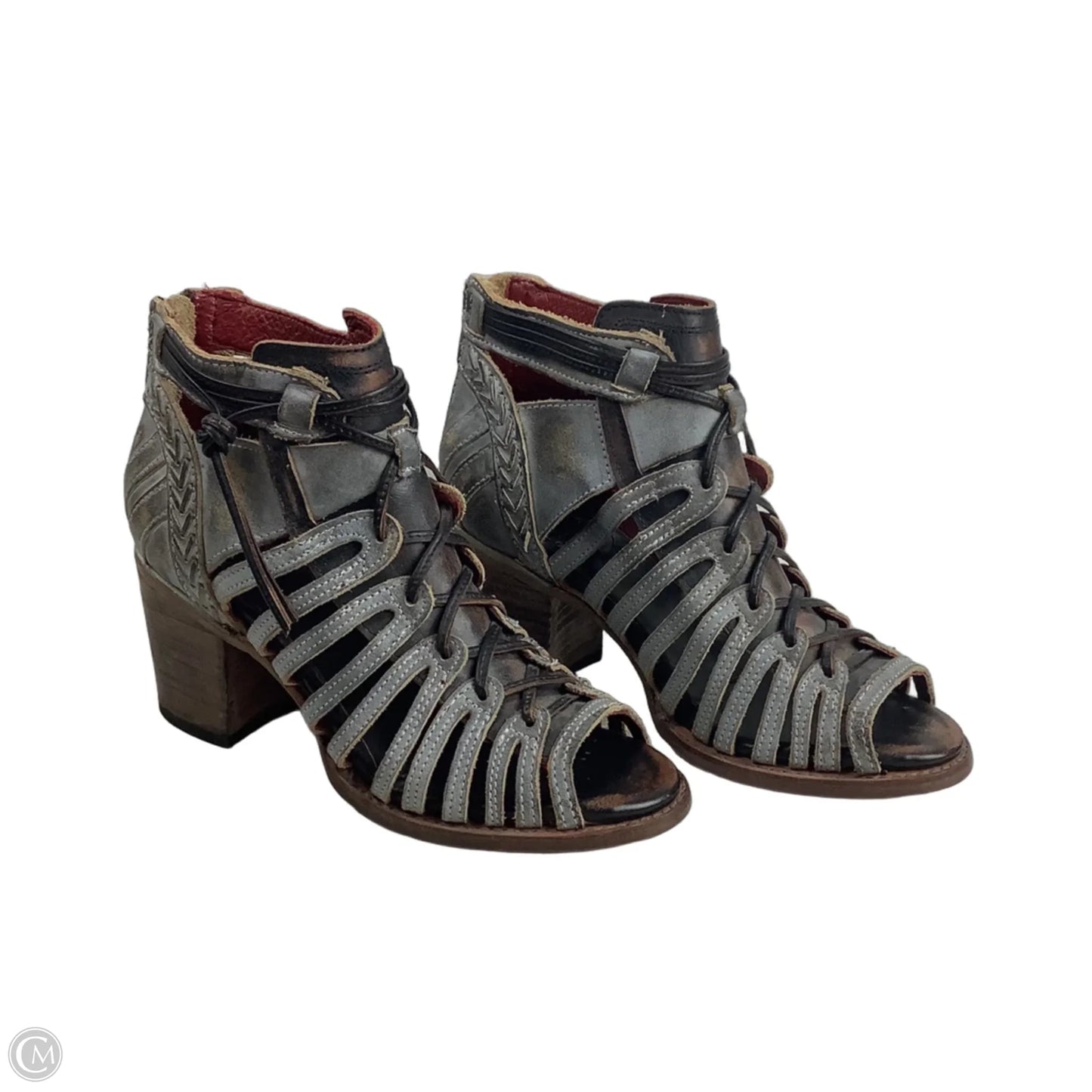 Sandals Heels Block By Freebird In Grey, Size: 8