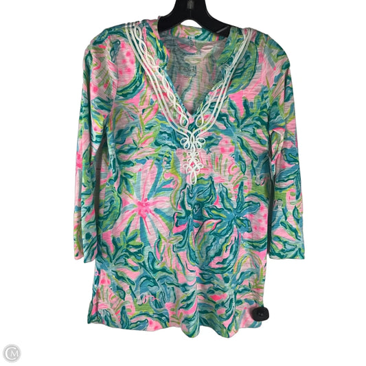 Top Long Sleeve Designer By Lilly Pulitzer In Green & Pink, Size: Xs