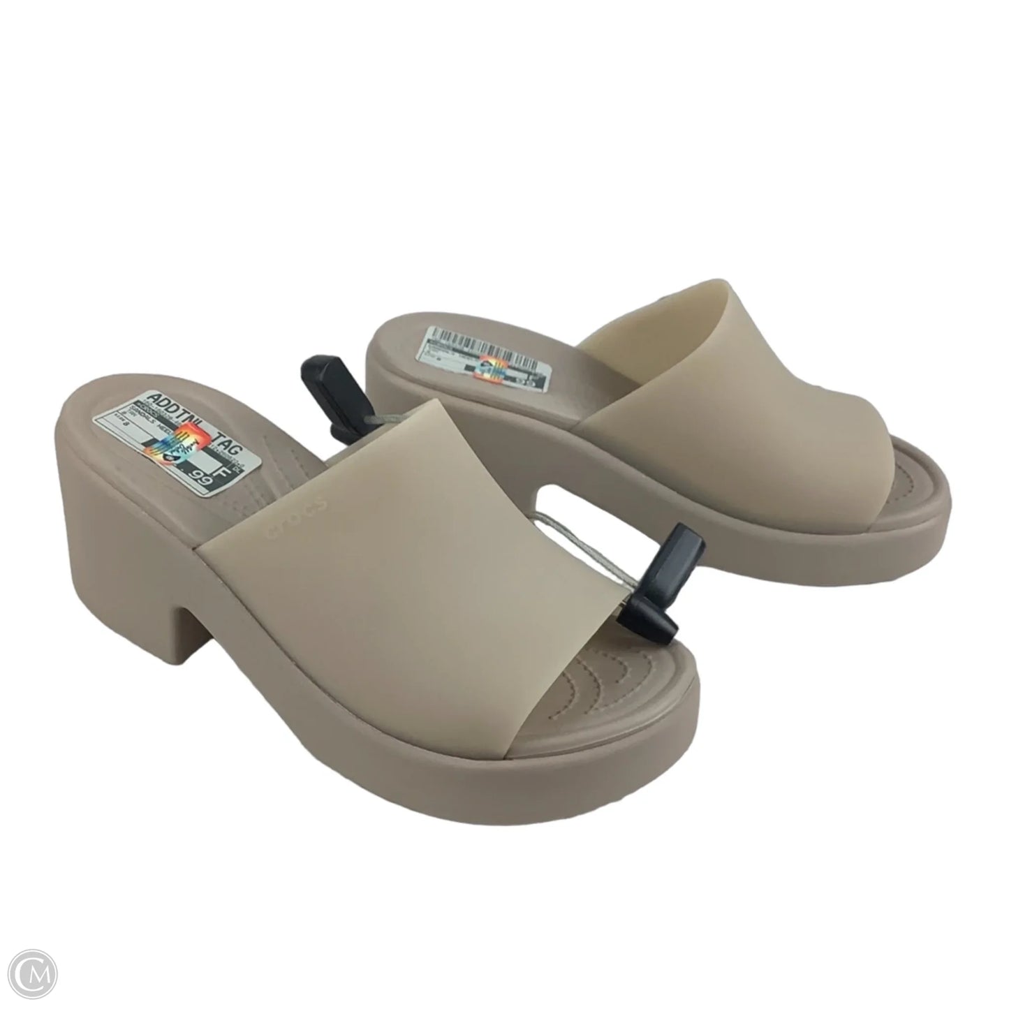 Sandals Heels Block By Crocs In Tan, Size: 8