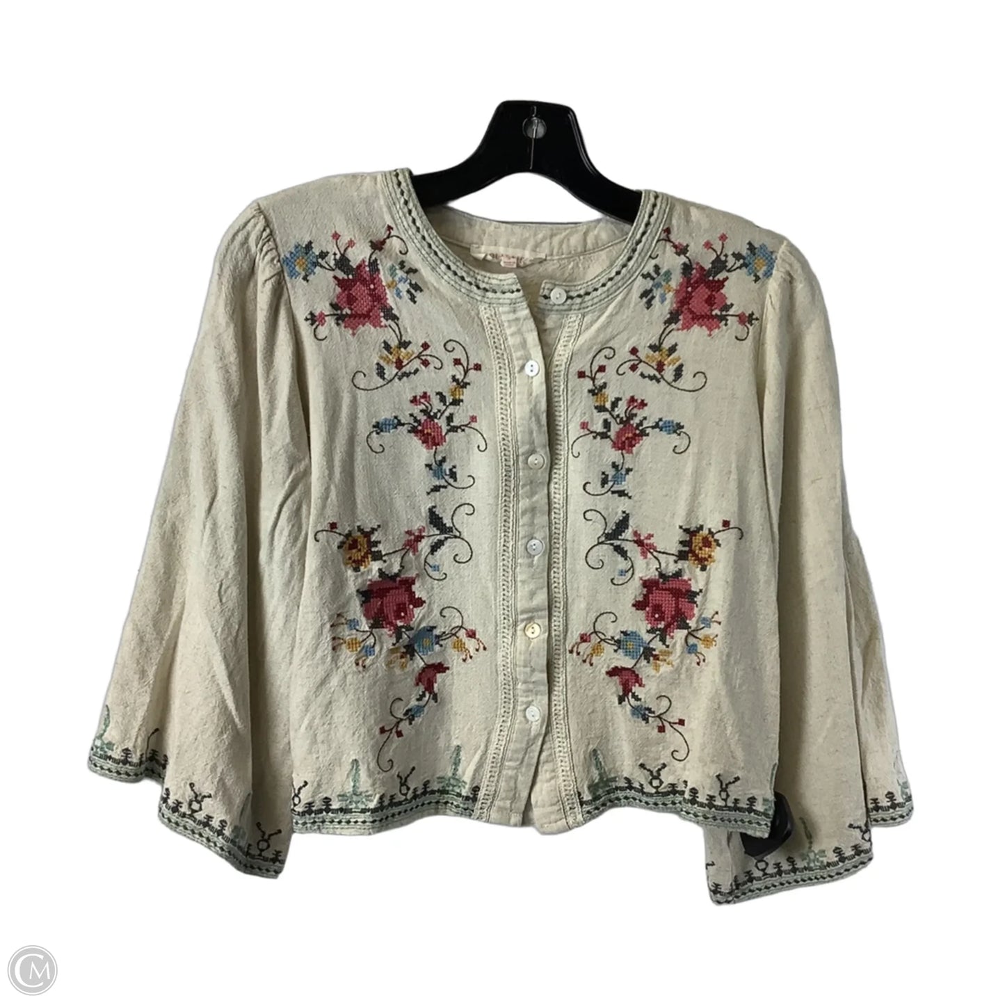 Top Long Sleeve By Solitaire In Floral Print, Size: S