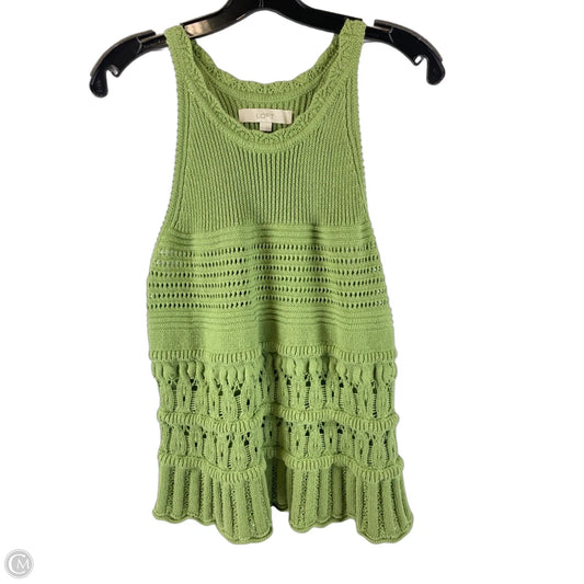 Top Sleeveless By Loft In Green, Size: M
