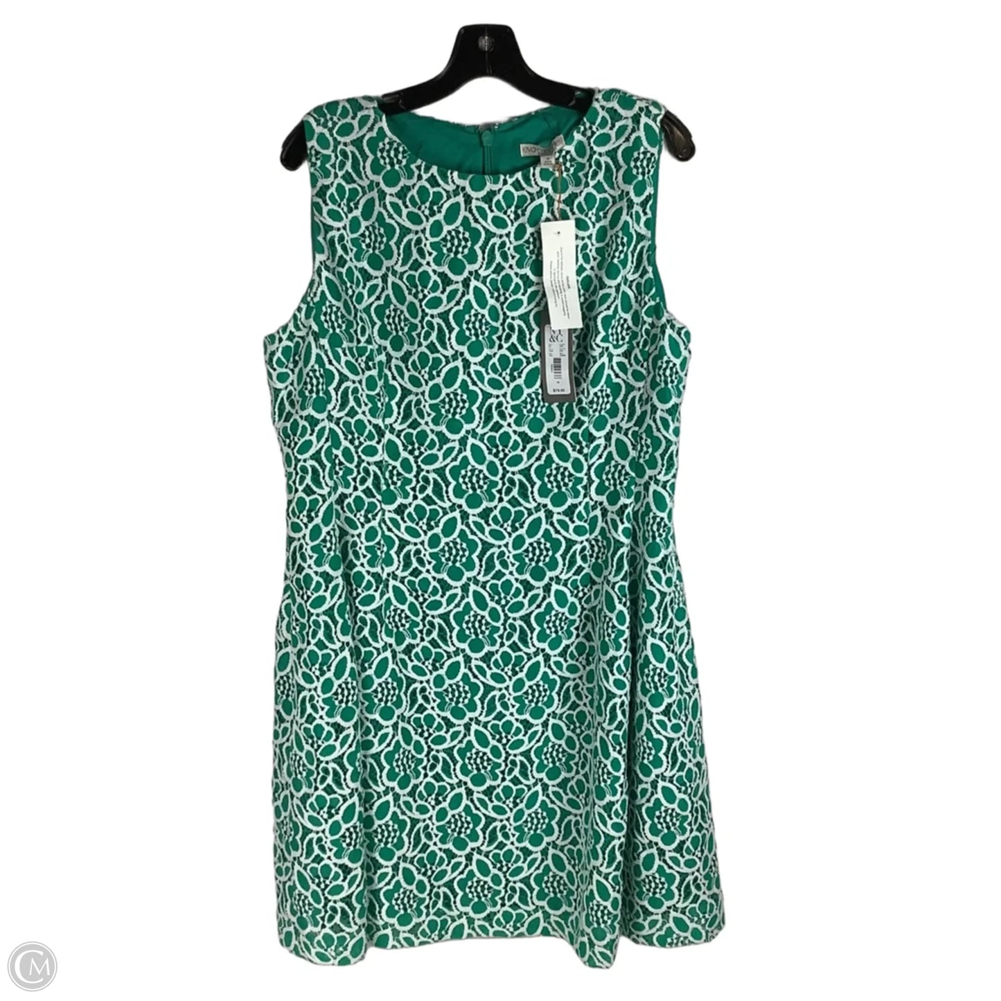 Dress Work By Eva Mendes In Green & White, Size: 1x (18)