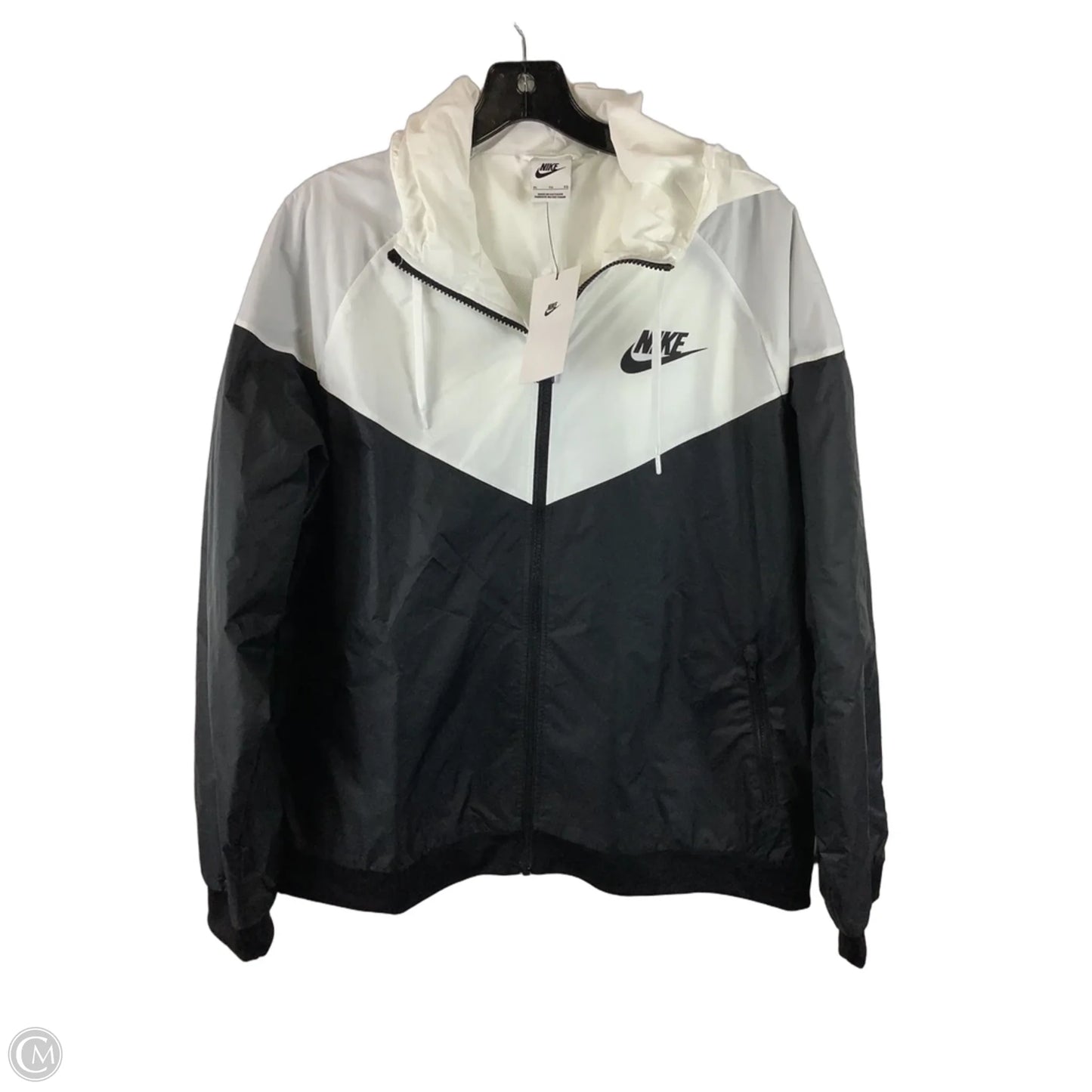 Jacket Windbreaker By Nike Apparel In Black & White, Size: Xl