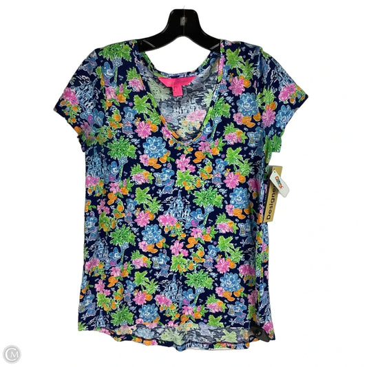 Top Short Sleeve Designer By Lilly Pulitzer In Blue, Size: S