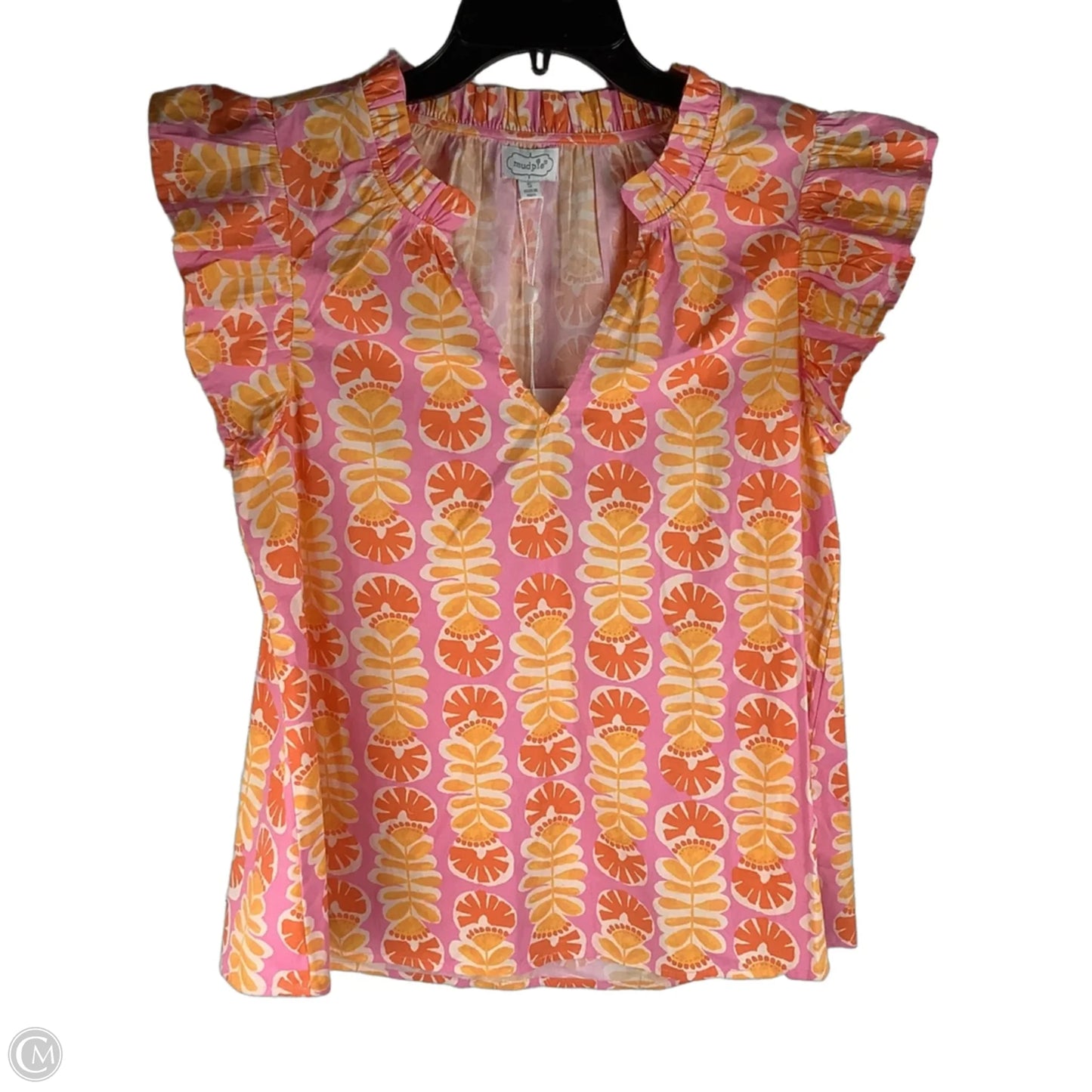 Top Short Sleeve By Mudpie In Orange & Pink, Size: S