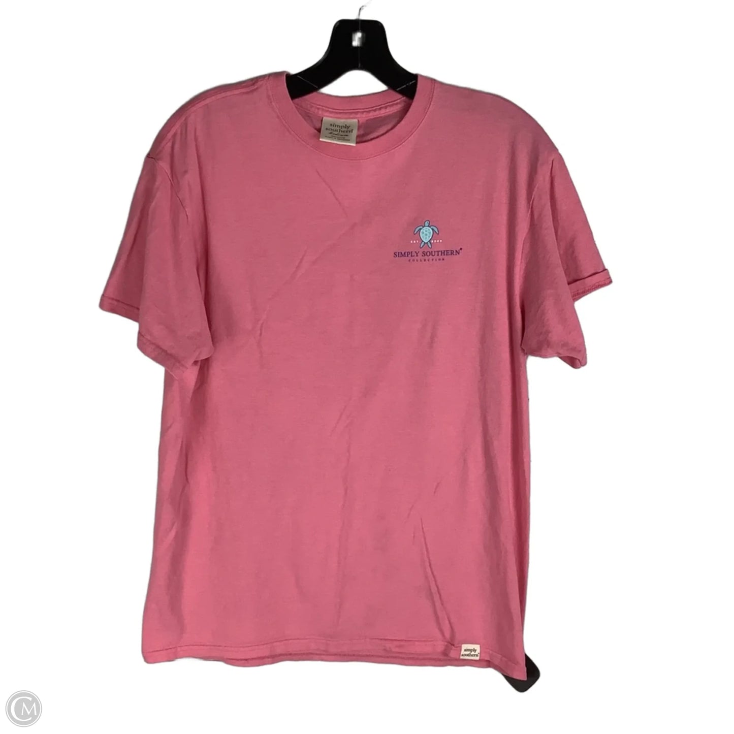 Top Short Sleeve By Simply Southern In Pink, Size: M