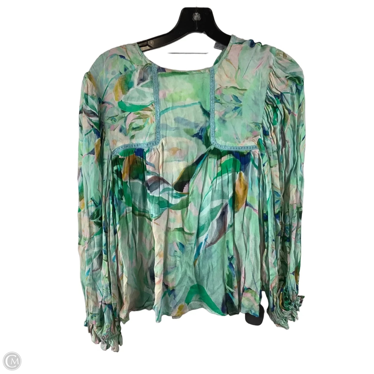 Top Long Sleeve By Bl-nk In Green, Size: S