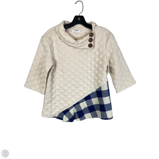 Sweater Short Sleeve By Thml In Blue & Cream, Size: Xs