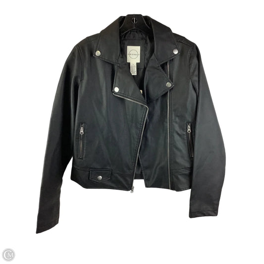 Jacket Moto By Clothes Mentor In Black, Size: S