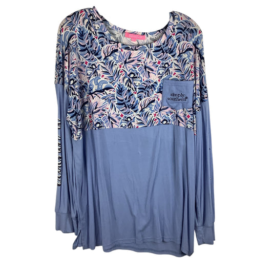 Top Long Sleeve By Simply Southern In Blue, Size: Xl