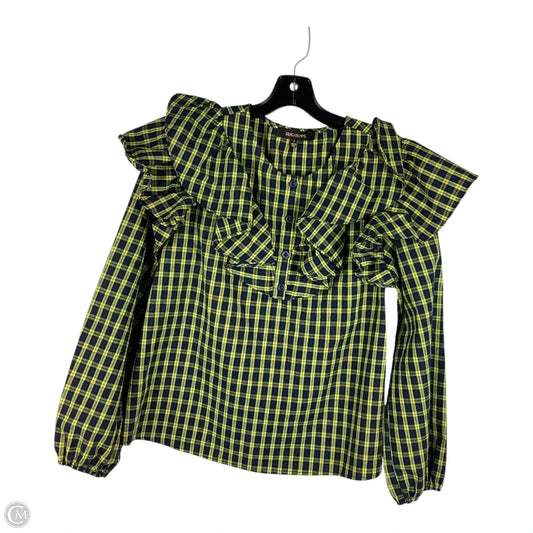Top Long Sleeve By Sugar Lips In Checkered Pattern, Size: S