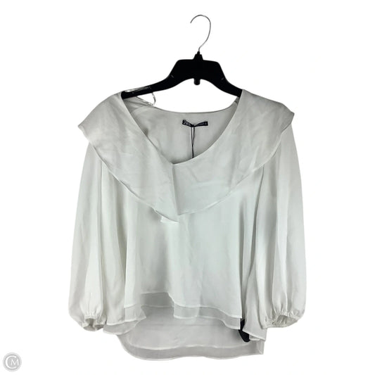 Top Long Sleeve By Zara In White, Size: S