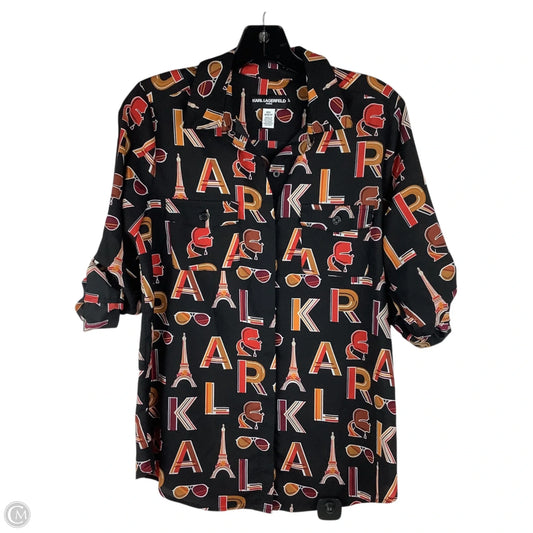 Top Short Sleeve Designer By Karl Lagerfeld In Black, Size: Xs