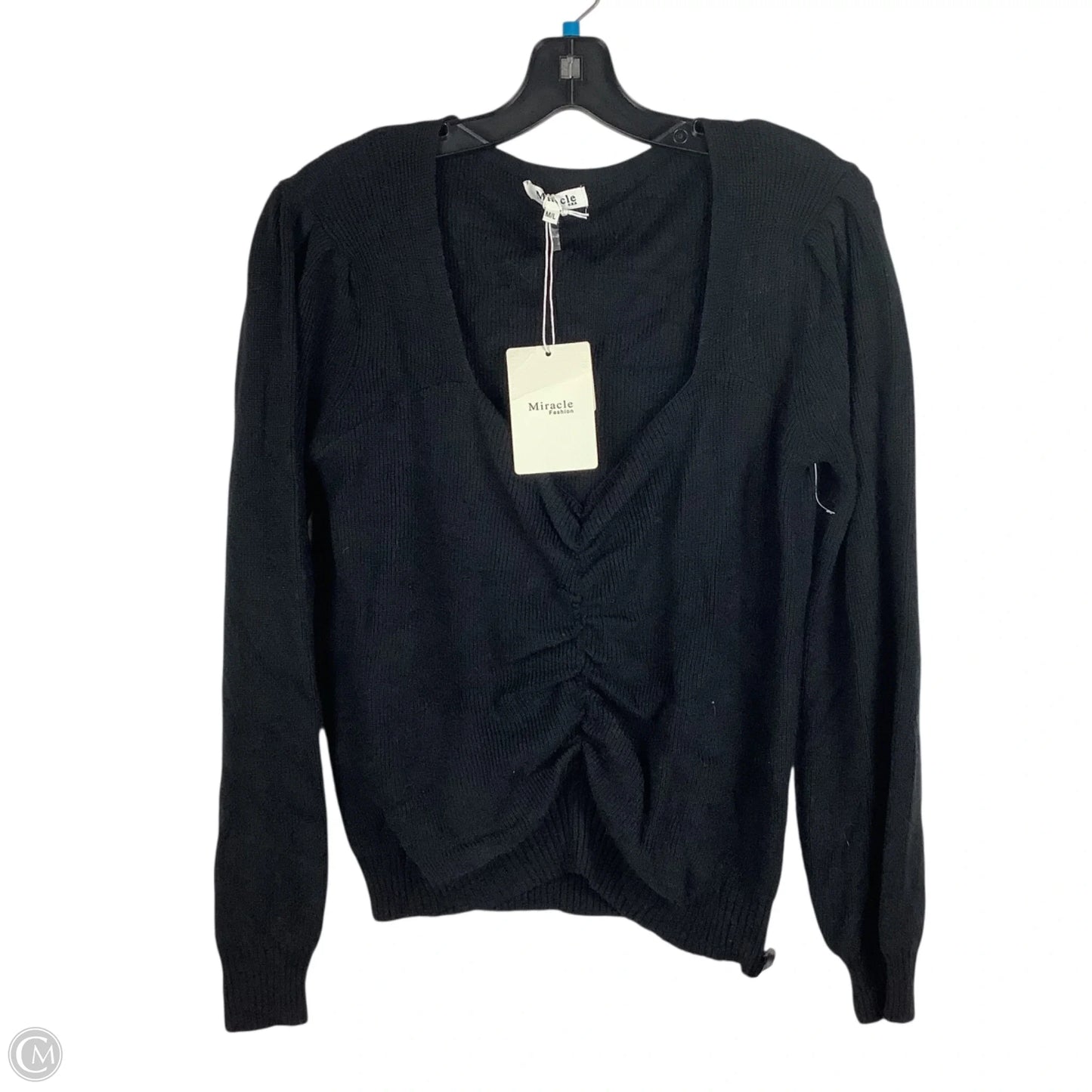 Top Long Sleeve By Miracle In Black, Size: M