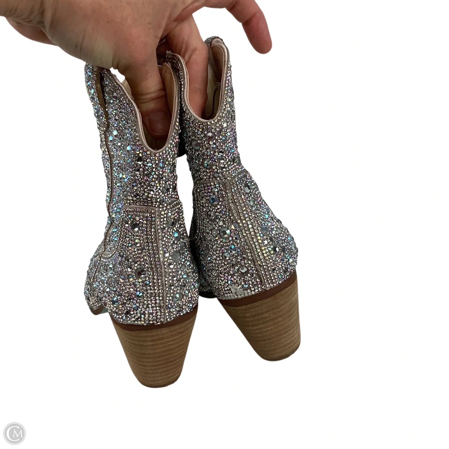 Boots Western By Betsey Johnson In Silver, Size: 7
