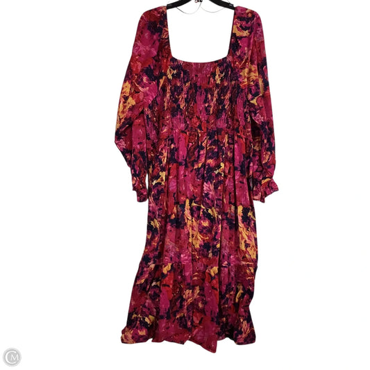 Dress Casual Midi By Terra & Sky In Pink & Red, Size: 2x