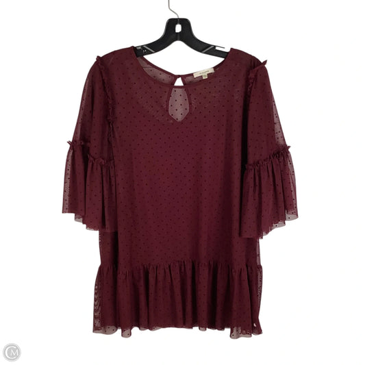 Top Long Sleeve By Pleione In Red, Size: M