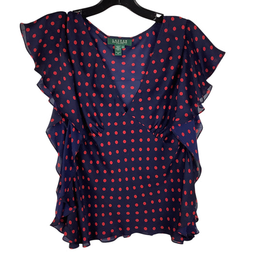 Top Short Sleeve By Lauren By Ralph Lauren In Polkadot Pattern, Size: S