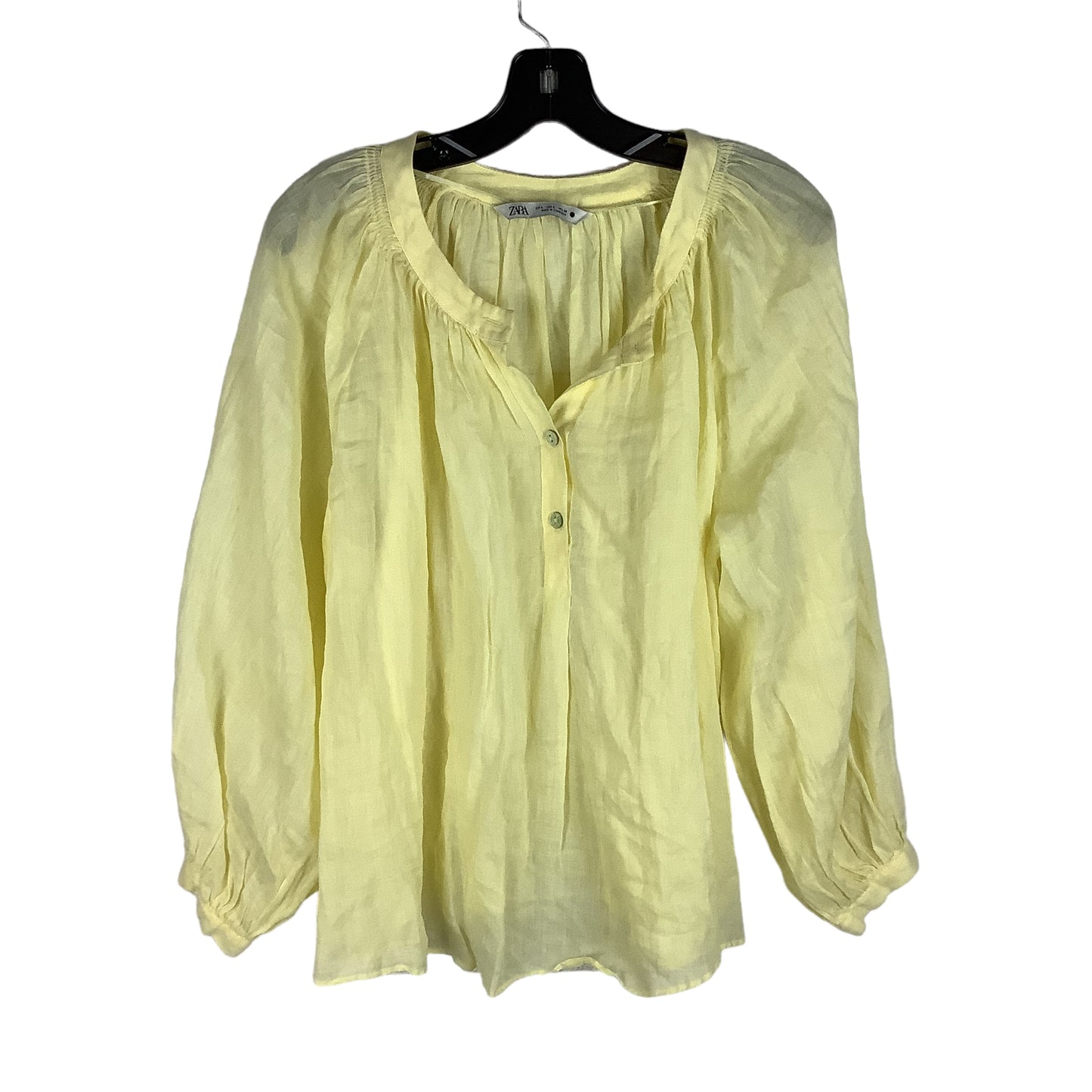 Top Long Sleeve By Zara In Yellow, Size: S