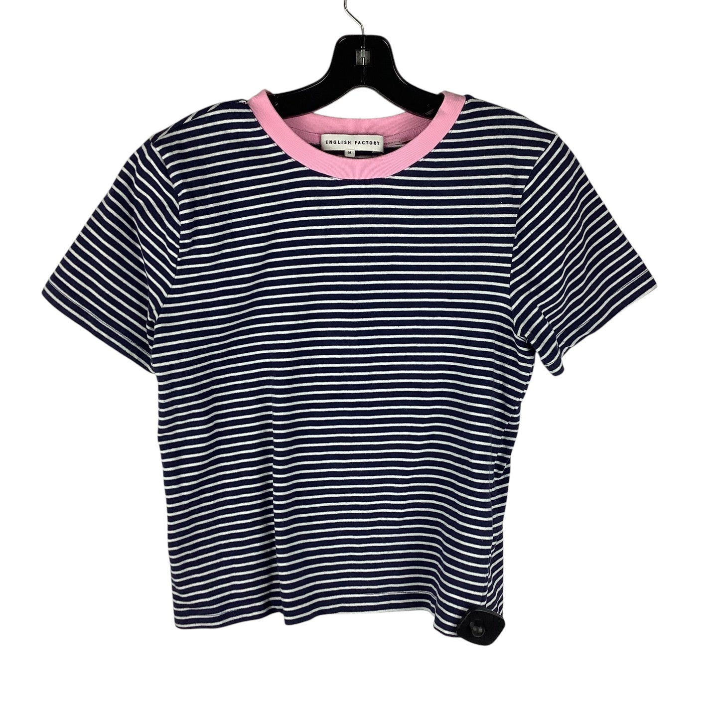 Top Short Sleeve Designer By English Factory In Striped Pattern, Size: M