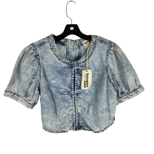 Top Short Sleeve By Savanna Jane In Blue Denim, Size: S